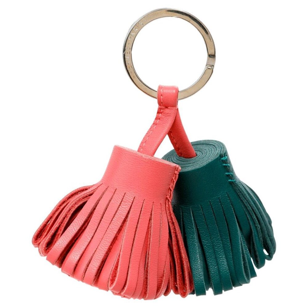 Hermes Carmen Tassel Bag Charm Keychain Pink & Green, Anjou Milo Women's HERMES
